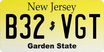NJ license plate B32VGT