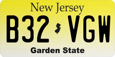 NJ license plate B32VGW