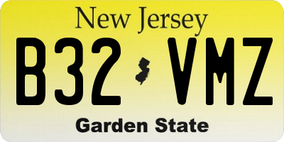 NJ license plate B32VMZ