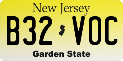 NJ license plate B32VOC