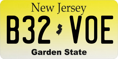 NJ license plate B32VOE