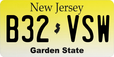 NJ license plate B32VSW
