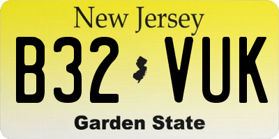 NJ license plate B32VUK