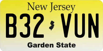 NJ license plate B32VUN