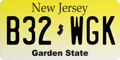 NJ license plate B32WGK