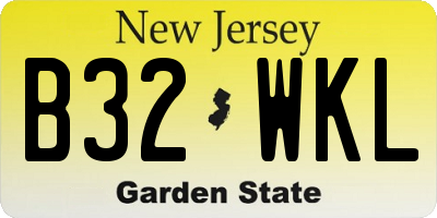 NJ license plate B32WKL