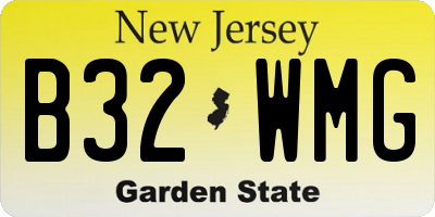 NJ license plate B32WMG