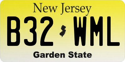NJ license plate B32WML
