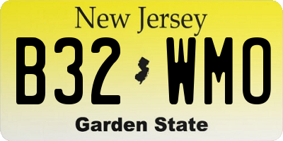 NJ license plate B32WMO