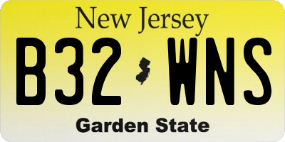 NJ license plate B32WNS