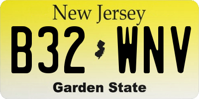 NJ license plate B32WNV