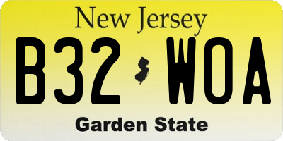 NJ license plate B32WOA