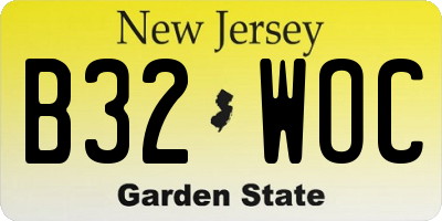 NJ license plate B32WOC
