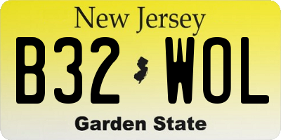 NJ license plate B32WOL