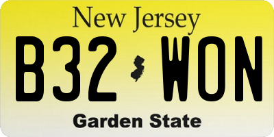 NJ license plate B32WON