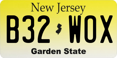 NJ license plate B32WOX
