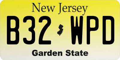 NJ license plate B32WPD