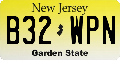 NJ license plate B32WPN