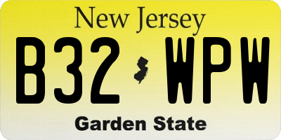 NJ license plate B32WPW