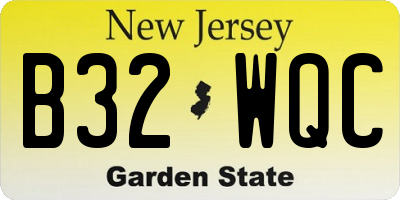 NJ license plate B32WQC