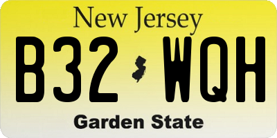 NJ license plate B32WQH