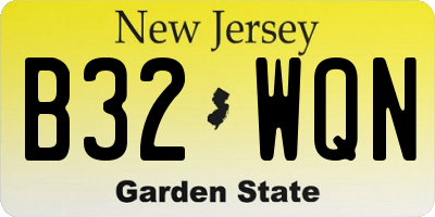 NJ license plate B32WQN