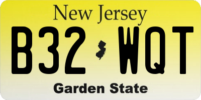 NJ license plate B32WQT