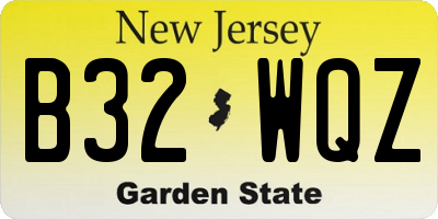 NJ license plate B32WQZ