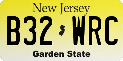 NJ license plate B32WRC