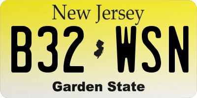 NJ license plate B32WSN