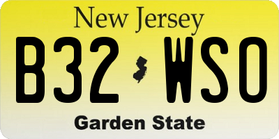 NJ license plate B32WSO