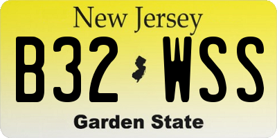 NJ license plate B32WSS