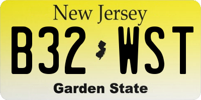 NJ license plate B32WST
