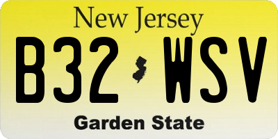 NJ license plate B32WSV