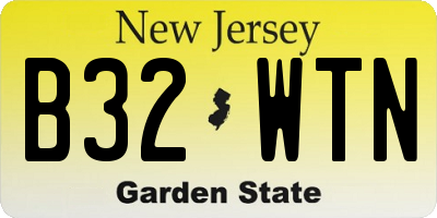 NJ license plate B32WTN