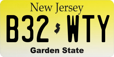 NJ license plate B32WTY