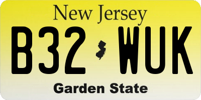 NJ license plate B32WUK
