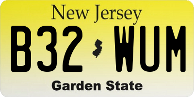 NJ license plate B32WUM