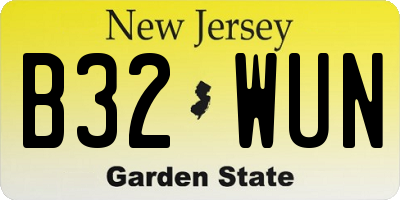 NJ license plate B32WUN