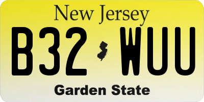 NJ license plate B32WUU