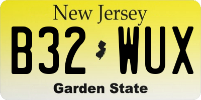 NJ license plate B32WUX