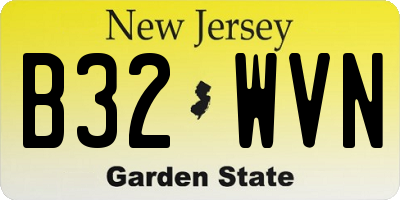 NJ license plate B32WVN