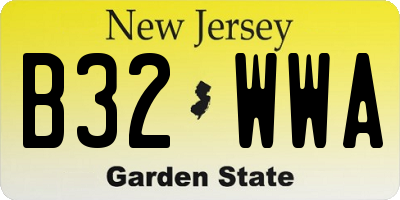 NJ license plate B32WWA