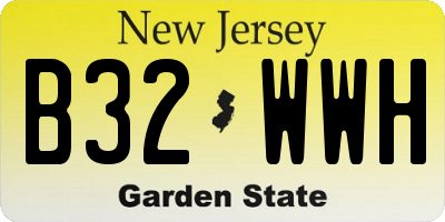 NJ license plate B32WWH