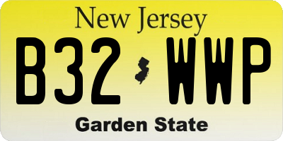 NJ license plate B32WWP