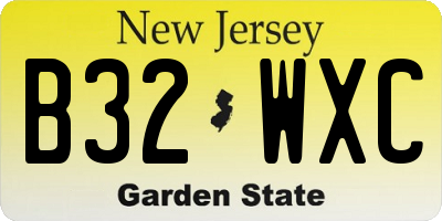 NJ license plate B32WXC