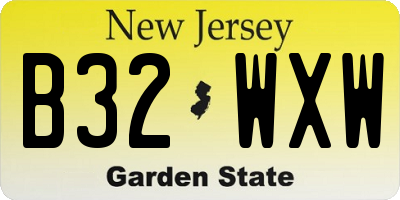 NJ license plate B32WXW