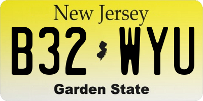 NJ license plate B32WYU