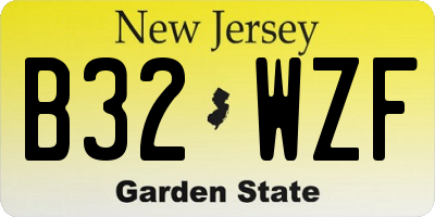 NJ license plate B32WZF