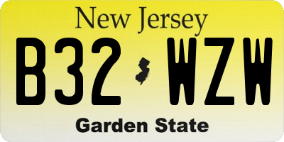 NJ license plate B32WZW